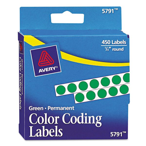 Handwrite-Only Permanent Self-Adhesive Round Color-Coding Labels in Dispensers, 0.25  dia, Green, 450 Roll, (5791) Sale - Image 2