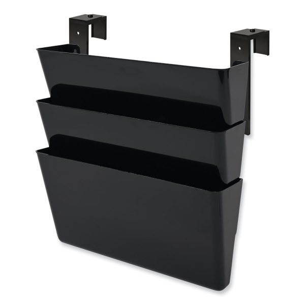DocuPocket Stackable Three-Pocket Partition Wall File, 3 Sections, Letter Size, 13  x 4 , Black Cheap