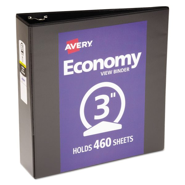 Economy View Binder with Round Rings , 3 Rings, 3  Capacity, 11 x 8.5, Black, (5740) For Sale