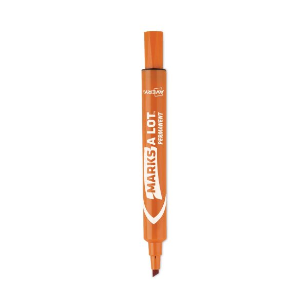 MARKS A LOT Large Desk-Style Permanent Marker, Broad Chisel Tip, Orange, Dozen (8883) Online now