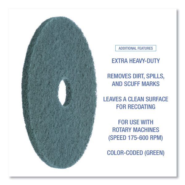 Heavy-Duty Scrubbing Floor Pads, 20  Diameter, Green, 5 Carton For Cheap - Image 4