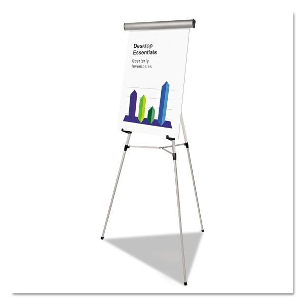 Telescoping Tripod Display Easel, Adjusts 35  to 64  High, Metal, Silver For Sale - Image 2
