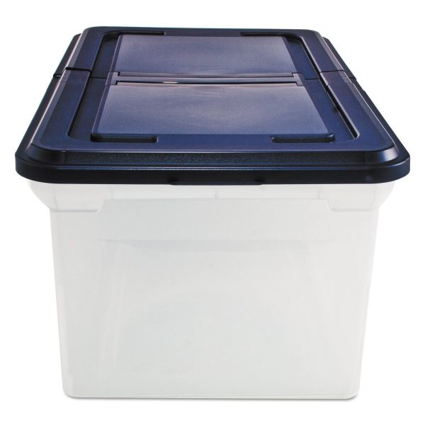 Extra-Capacity 28  File Tote, Letter Files, 23.25  x 14.25  x 10.63 , Clear Navy Discount