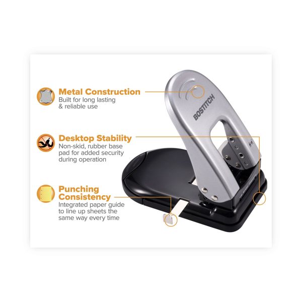40-Sheet EZ Squeeze Two-Hole Punch, 9 32  Holes, Black Silver Hot on Sale - Image 4
