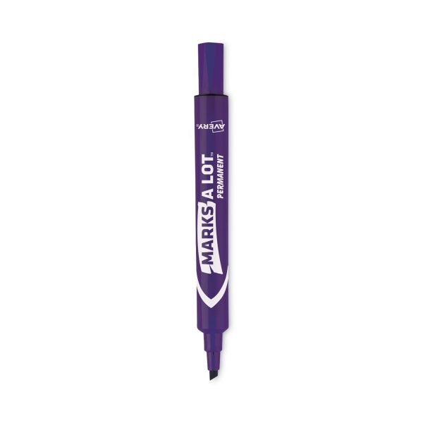 MARKS A LOT Large Desk-Style Permanent Marker, Broad Chisel Tip, Purple, Dozen (8884) For Discount