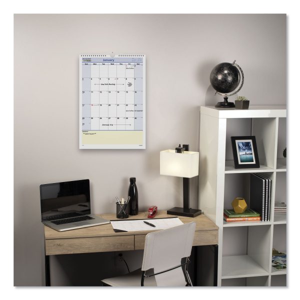 QuickNotes Wall Calendar, 12 x 17, White Blue Yellow Sheets, 12-Month (Jan to Dec): 2024 Hot on Sale - Image 3