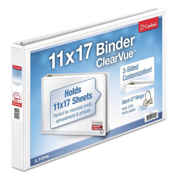 ClearVue Slant-D Ring Binder, 3 Rings, 1  Capacity, 11 x 17, White Online