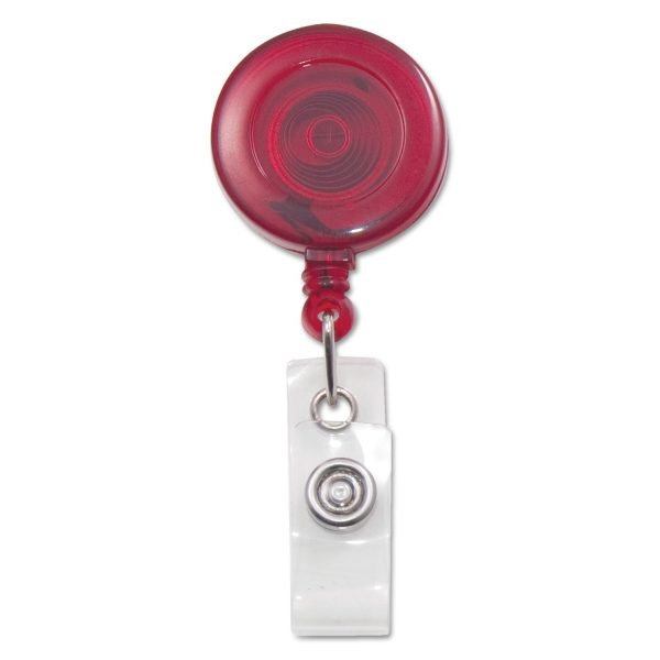 Translucent Retractable ID Card Reel, 30  Extension, Red, 12 Pack Cheap - Image 2