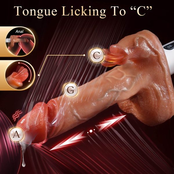 Realistic Thrusting and Vibraing and Licking Sex Dildo with Smart Heating Online - Image 4