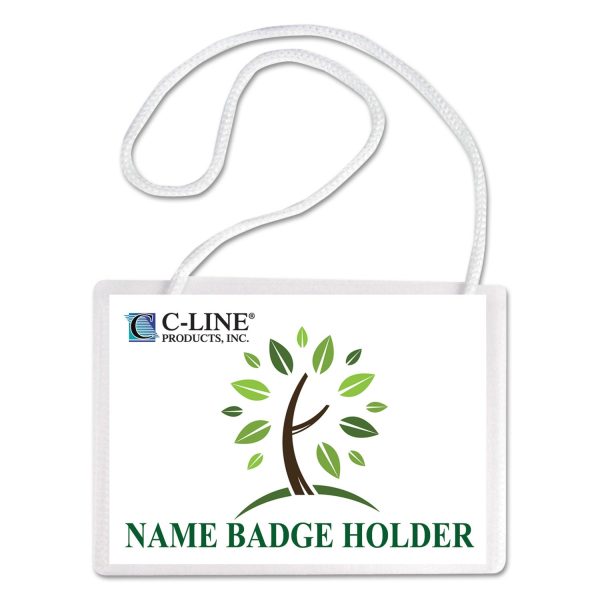 Specialty Name Badge Holder Kits, 4 x 3, Horizontal Orientation, White, 50 Box on Sale