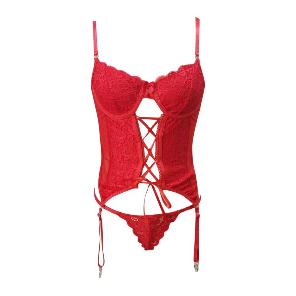 Thongs Garter 2 Piece Hollow Out Transparent Embroider Lingerie Sale - Image 4