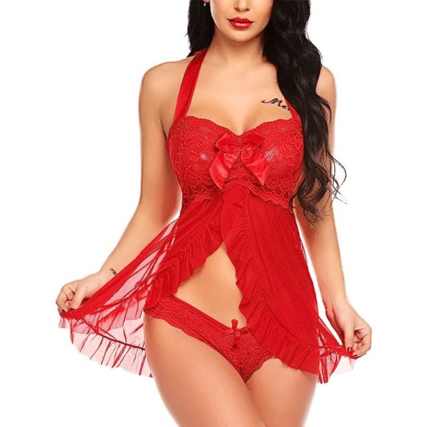 Sexy Lace Pajamas Seductive Cami Split Dress Nightwear Sale