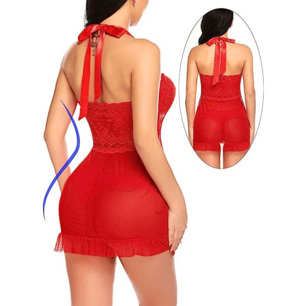 Sexy Lace Pajamas Seductive Cami Split Dress Nightwear Sale - Image 2
