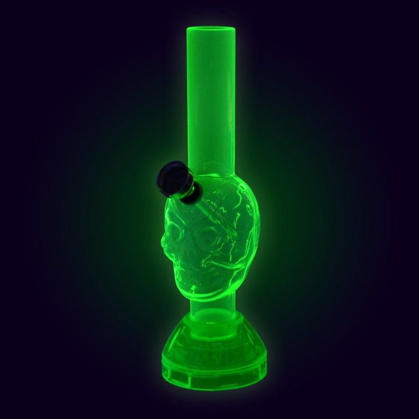 Mini Acrylic Skull Water Pipe w  Built in Grinder Base - 7  on Sale - Image 2