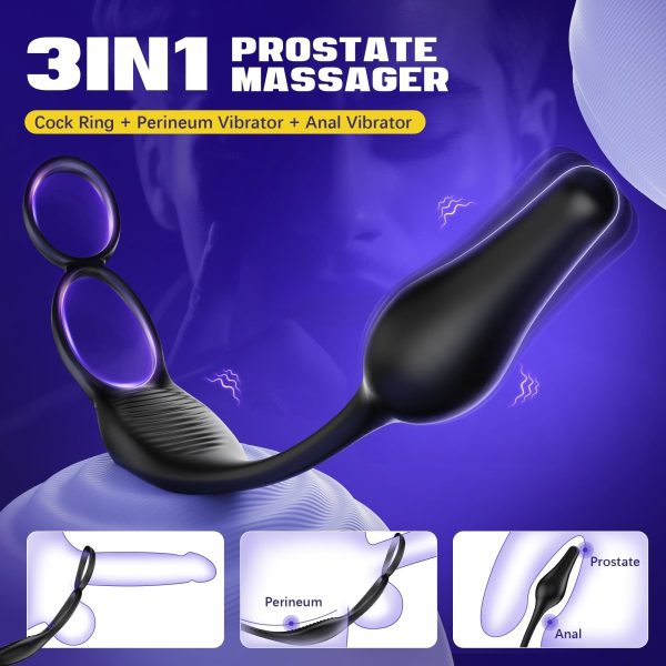 ARCHIE 3 in 1 Prostate Massager Butt Plug with Double Ring on Sale - Image 3