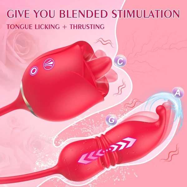 Tongue Licking and Thrusting G-Spot Massager Rose Sex Toy Discount - Image 5