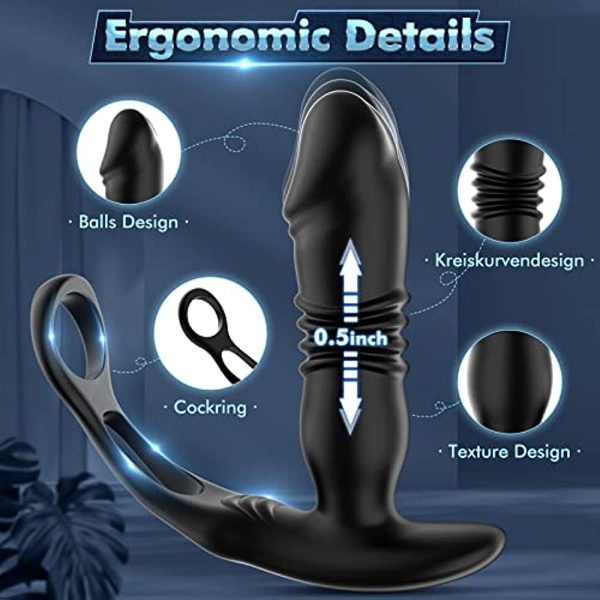 Dual Cock Ring Powerful Thrusting & Vibration Butt Plug Discount - Image 3