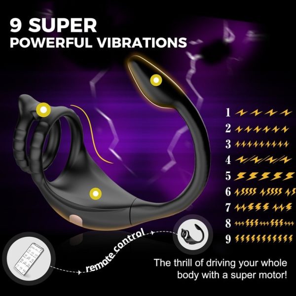 3 in 1 Penis Cock Ring with Multi Stimulations Butt Plug Cheap - Image 5