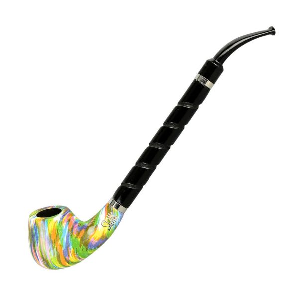 Pulsar Shire Pipes The Twister | Bent Brandy Spiral Stem Rainbow Wood Pipe Supply