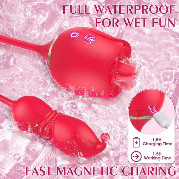 Tongue Licking and Thrusting G-Spot Massager Rose Sex Toy Discount - Image 4