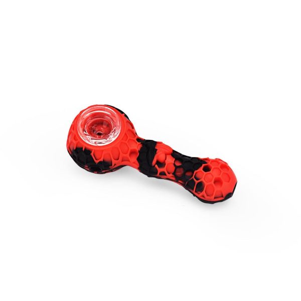 4   Silicone Spoon Pipe - Red & Black Fashion