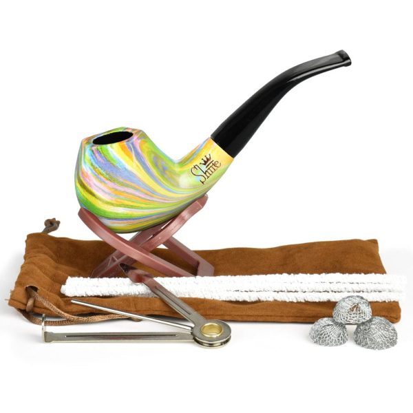 Pulsar Shire Pipes The Sundog | Bent Apple Tapered Stem Rainbow Wood Pipe Online Sale - Image 2