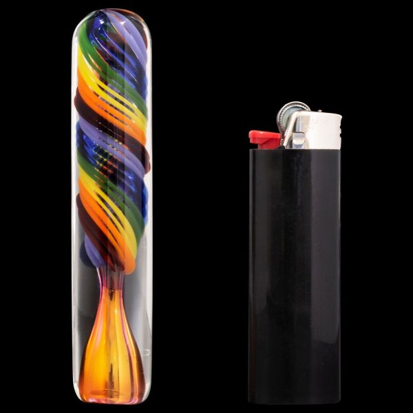 Twisted Rainbow  Fumed Glass Chillum Online Sale - Image 4
