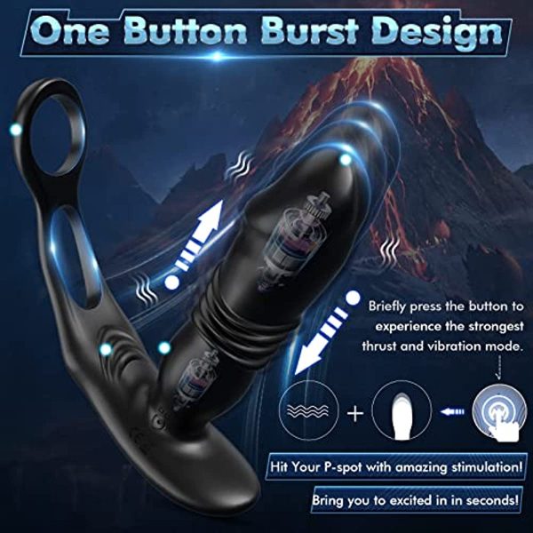 Dual Cock Ring Powerful Thrusting & Vibration Butt Plug Discount - Image 2