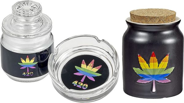 Rainbow Leaf Ashtray and Stash Jar set Online