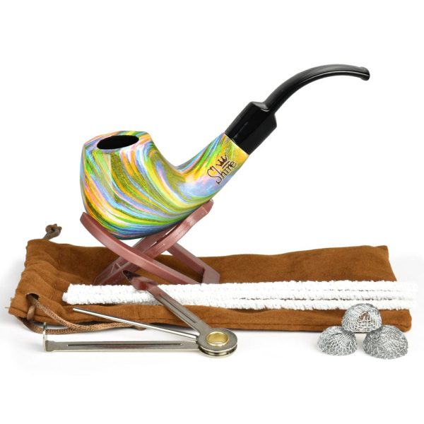 Pulsar Shire Pipes The Firebow | Bent Brandy Saddle Stem Rainbow Wood Pipe Online Hot Sale - Image 2