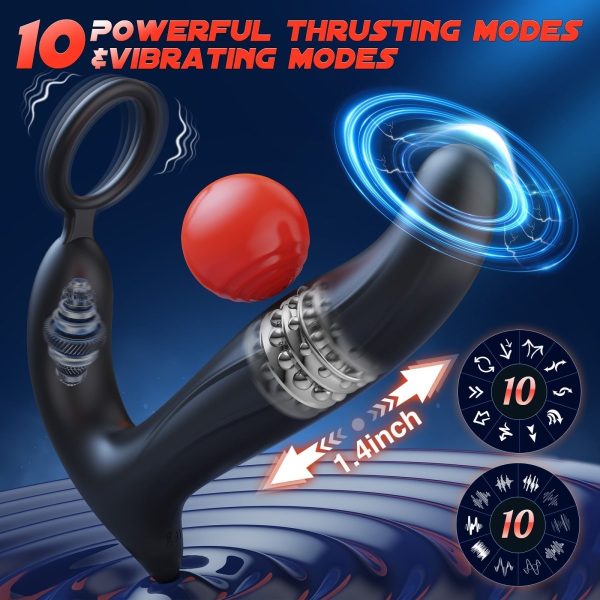SBD|Thrusting & Vibrating Anal Vibrator Butt Plug with Cock Ring Online Sale - Image 3