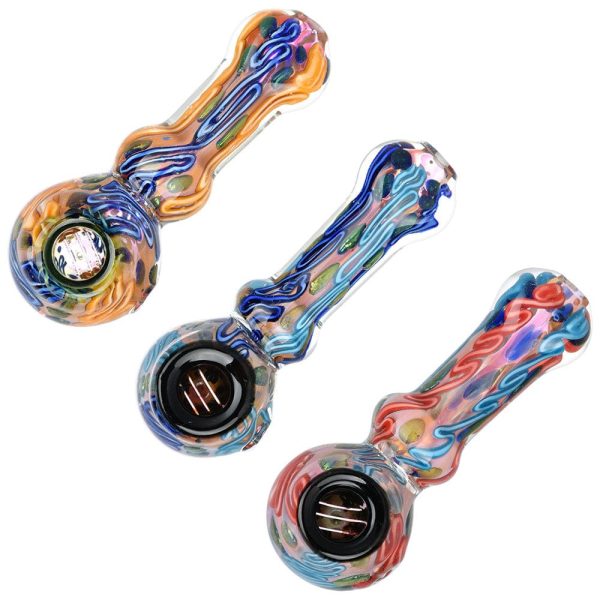 Lustrous Fumed Glass Spoon Pipe - 4.25    Colors Vary For Sale
