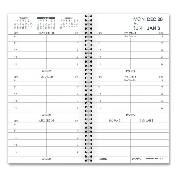 Weekly Appointment Book Refill Hourly Ruled, 6.25 x 3.25, White Sheets, 12-Month (Jan to Dec): 2024 For Sale