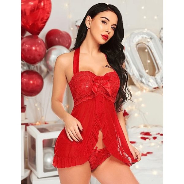 Sexy Lace Pajamas Seductive Cami Split Dress Nightwear Sale - Image 4
