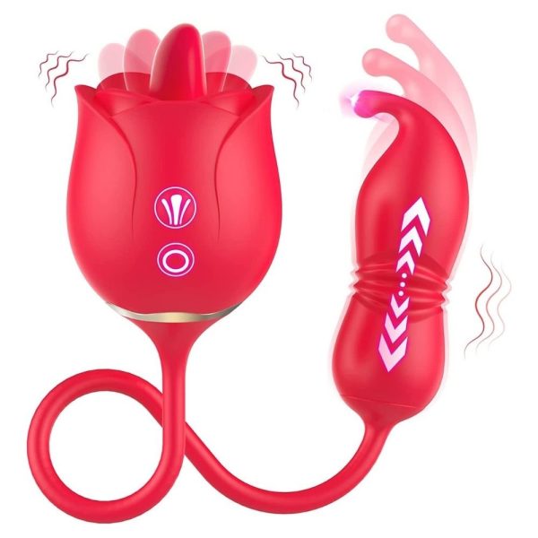 Tongue Licking and Thrusting G-Spot Massager Rose Sex Toy Discount - Image 2