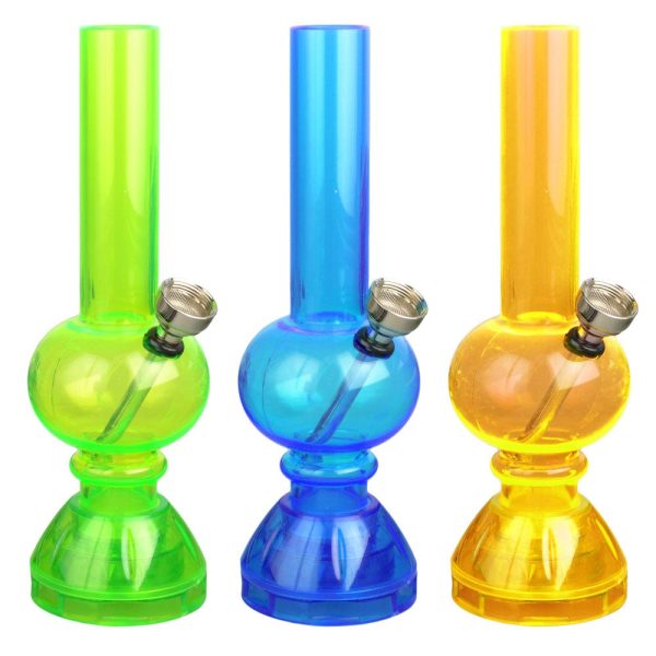Mini Acrylic Water Pipe w  Grinder Base- 6.75    Colors Vary For Cheap