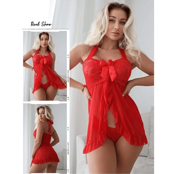 Sexy Lace Pajamas Seductive Cami Split Dress Nightwear Sale - Image 3