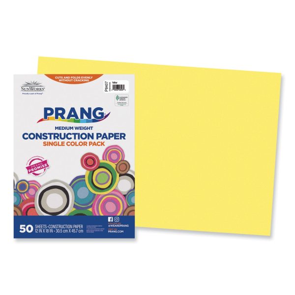 SunWorks Construction Paper, 50 lb Text Weight, 12 x 18, Yellow, 50 Pack on Sale