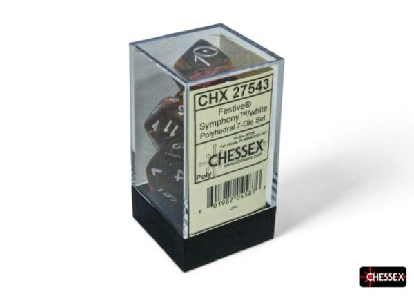 Chessex Dice: Festive Symphony white Polyhedral 7-Dice Set on Sale
