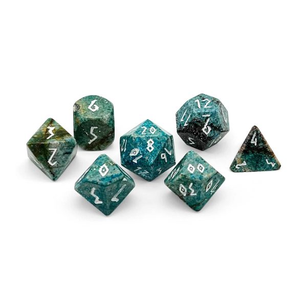 Turquoise Blue Coral Fossil - 7 Piece RPG Set Gemstone Dice on Sale - Image 2