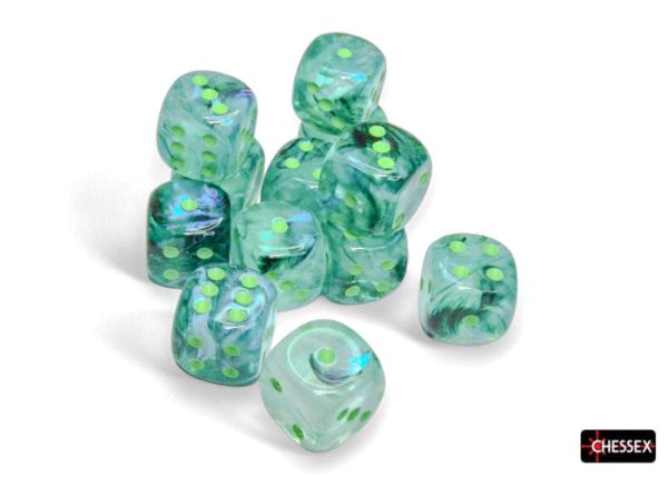 Chessex Dice: Borealis Kelp light green Luminary 16mm d6 Dice Block (12 dice) For Sale - Image 4