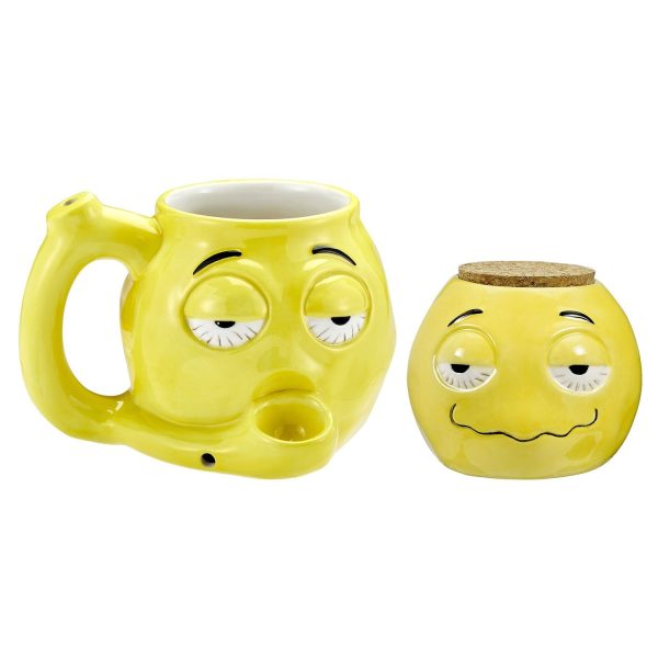 Stoned Emoji Pipe Mug & Stash Jar Bundle For Cheap
