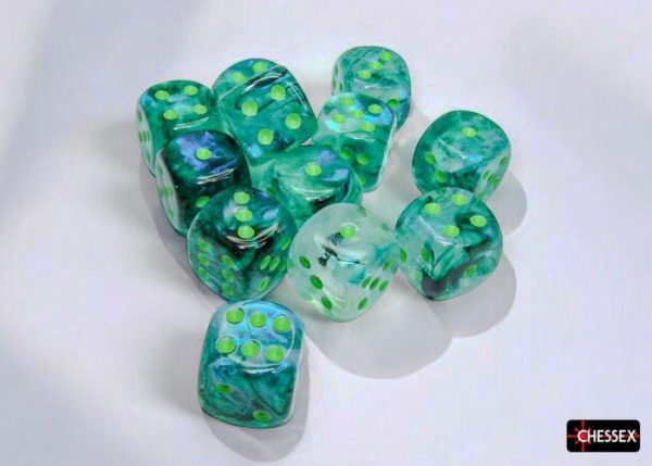 Chessex Dice: Borealis Kelp light green Luminary 16mm d6 Dice Block (12 dice) For Sale - Image 2