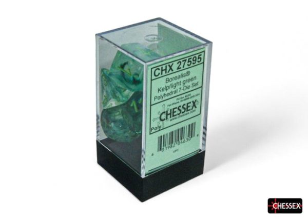 Chessex Dice: Borealis Kelp light green Luminary Polyhedral 7-Dice Set Online Hot Sale