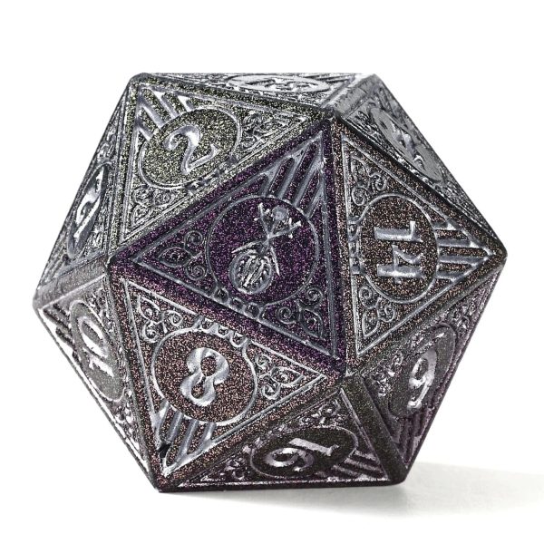 HYMGHO Dice - Metal Bard RPG Dice Set Glitter Purple w Silver Online - Image 2
