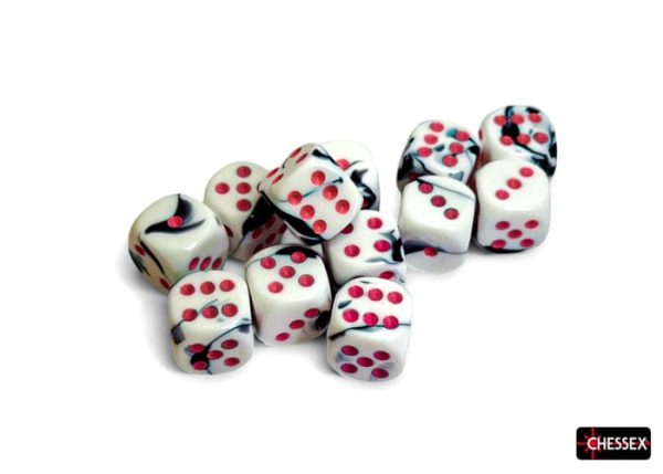 Chessex Dice: Gemini Black-White pink 16mm d6 Dice Block (12 dice) on Sale - Image 3