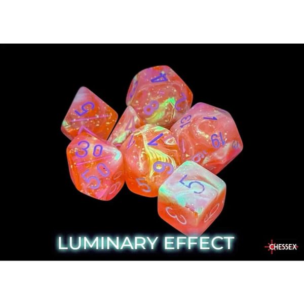 Chessex Dice: Festive Dahlia white Luminary Polyhedral 7-Dice Set Supply - Image 4