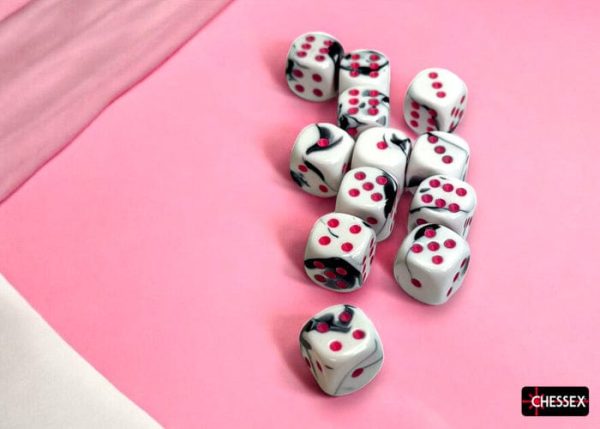 Chessex Dice: Gemini Black-White pink 16mm d6 Dice Block (12 dice) on Sale - Image 2
