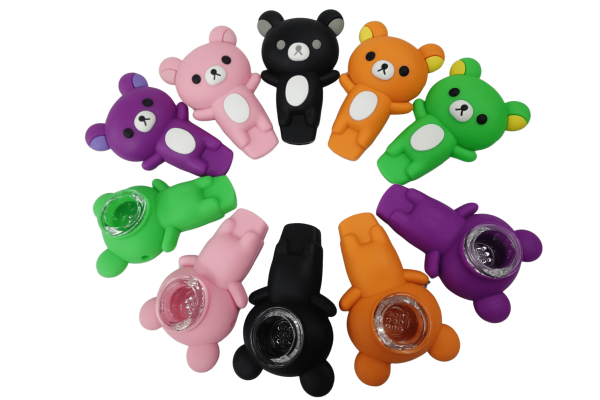 3   Silicone Bear Small Hand Pipe on Sale - Image 2