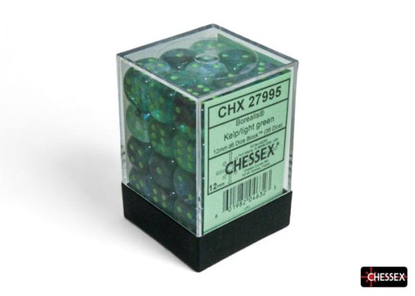 Chessex Dice: Borealis Kelp light green Luminary 12mm d6 Dice Block (36 dice) Online now